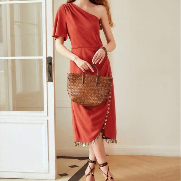 MOTF PREMIUM ONE SHOULDER SHELL FRINGE DRESS - Picture 4 of 8